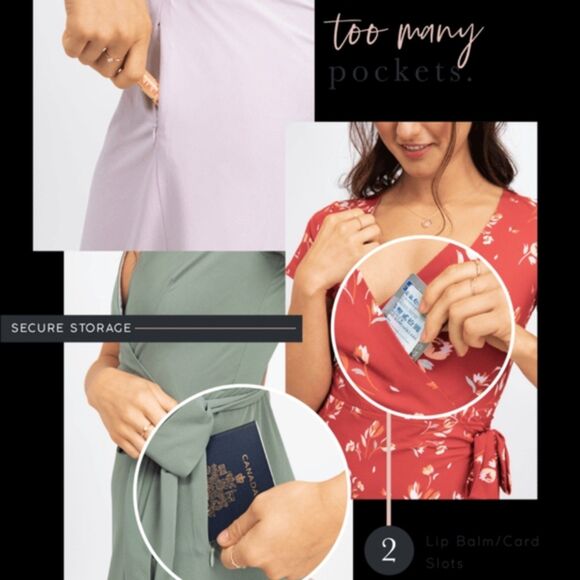 KOSAN Travel Co. Go Travel Wrap Dress - Red Florals L - Picture 3 of 13